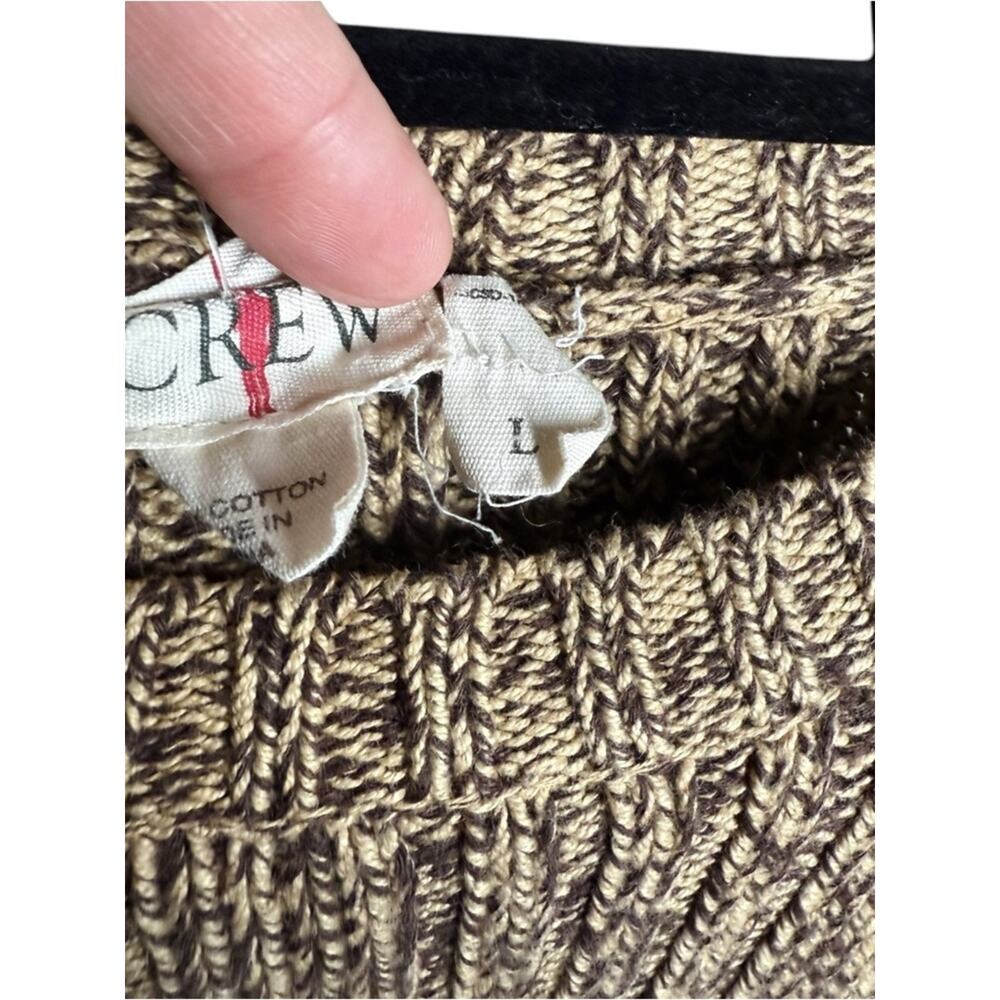 J. Crew Brown Tan Marled Neutral Cotton Knit Sweater - Large - Picture 4 of 8
